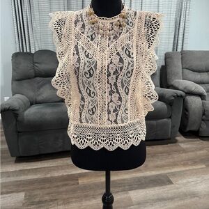 Zara Elegant Lace Blouse - Cream